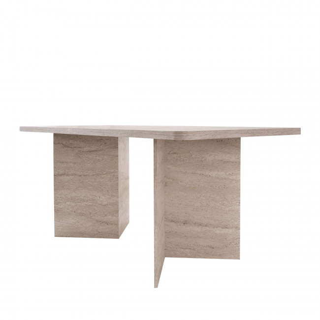 Sam - Table à manger rectangulaire 8 personnes effet travertin
