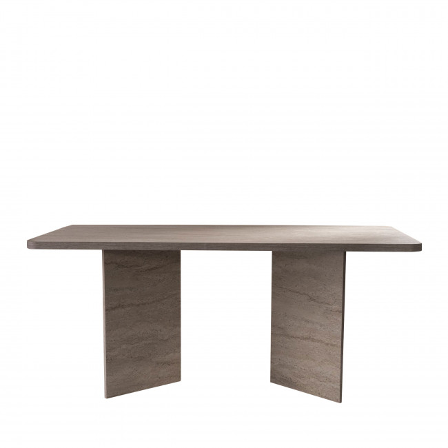 Sam - Table à manger rectangulaire 8 personnes effet travertin