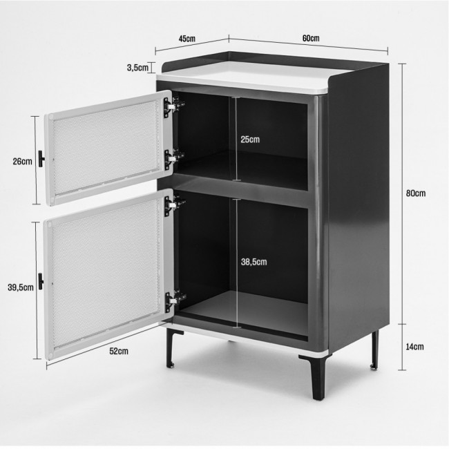 Vintagio - Petit meuble de rangement 2 portes en métal H94cm