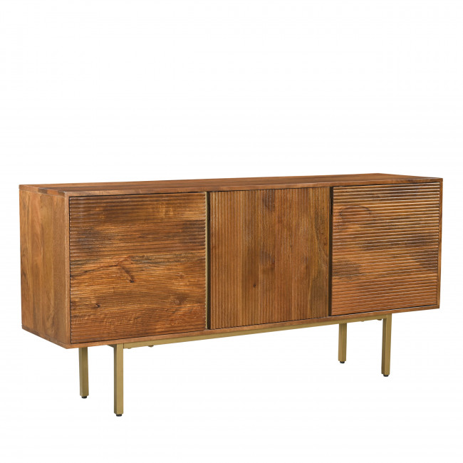 Liro - Buffet 3 portes en bois massif et métal L154cm