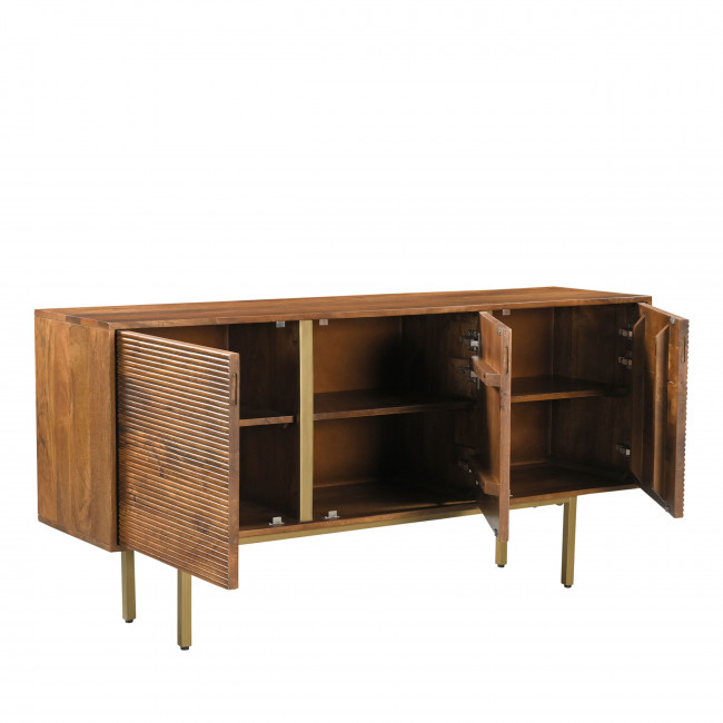 Liro - Buffet 3 portes en bois massif et métal L154cm