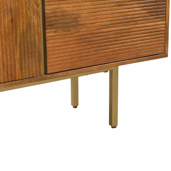 Liro - Buffet 3 portes en bois massif et métal L154cm