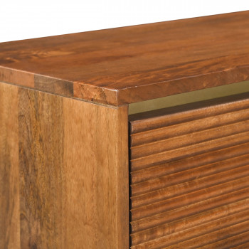 Liro - Meuble TV 2 portes en bois massif et métal L150cm