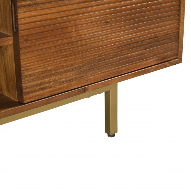 Liro - Meuble TV 2 portes en bois massif et métal L150cm