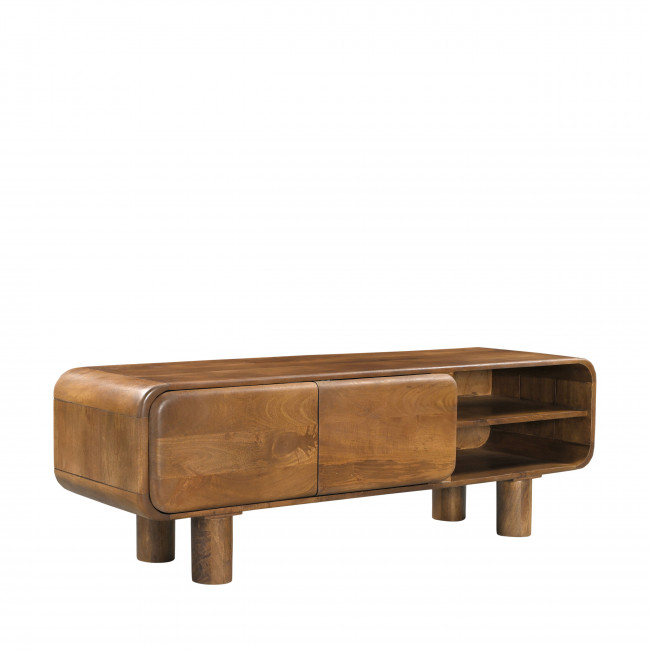 Sira - Meuble tv 2 portes en bois massif L140cm