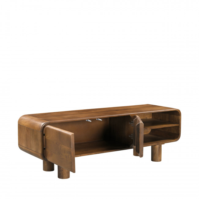 Sira - Meuble tv 2 portes en bois massif L140cm