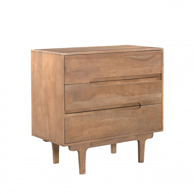 Bogor - Commode 3 tiroirs en bois massif L80cm