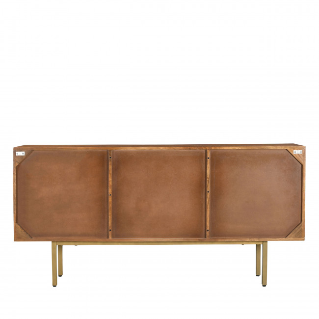 Liro - Buffet 3 portes en bois massif et métal L154cm