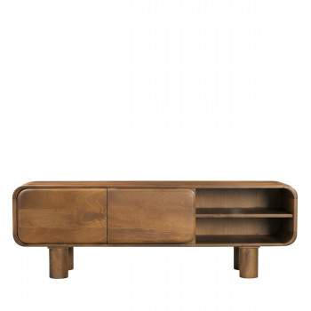 Sira - Meuble tv 2 portes en bois massif L140cm