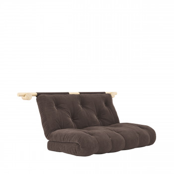 Hooked - Canapé convertible 2,5 places en velours côtelé et bois avec accroches murales