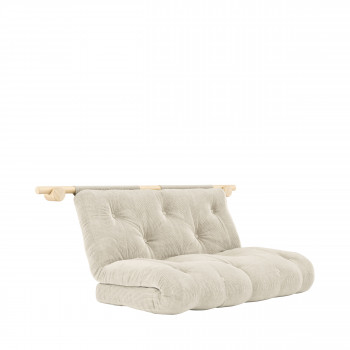 Hooked - Canapé convertible 2,5 places en velours côtelé et bois avec accroches murales