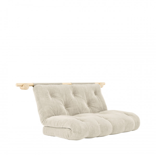 Hooked - Canapé convertible 2,5 places en velours côtelé et bois avec accroches murales