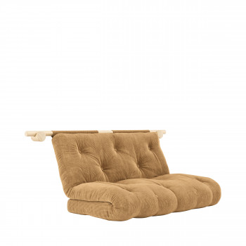 Hooked - Canapé convertible 2,5 places en velours côtelé et bois avec accroches murales