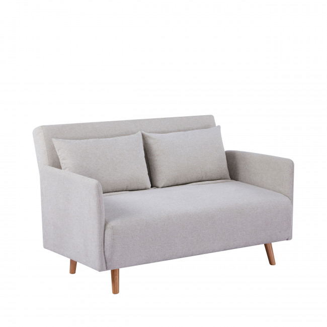 Belushi - Canapé convertible 2 places en tissu pieds bois clair