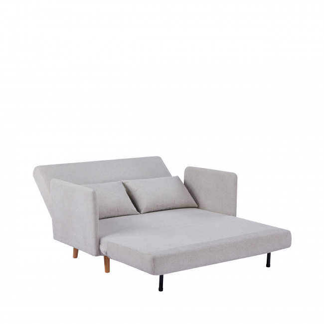Belushi - Canapé convertible 2 places en tissu pieds bois clair