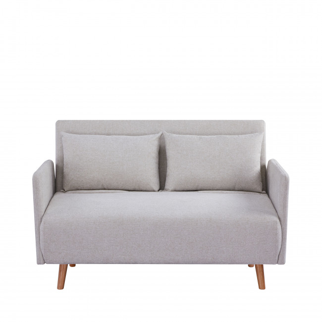 Belushi - Canapé convertible 2 places en tissu pieds bois clair
