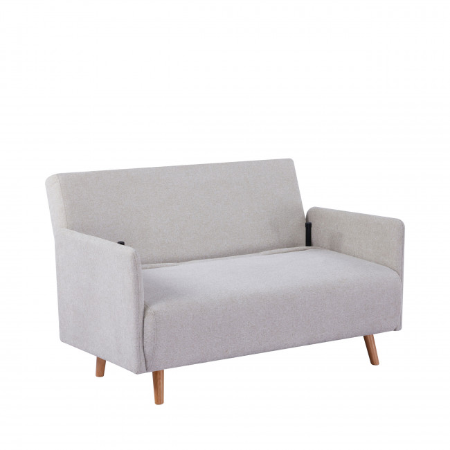 Belushi - Canapé convertible 2 places en tissu pieds bois clair