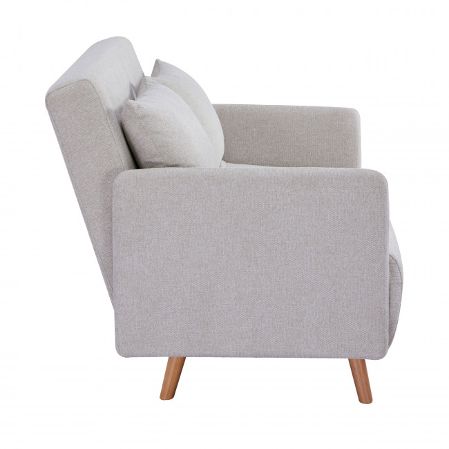 Belushi - Canapé convertible 2 places en tissu pieds bois clair