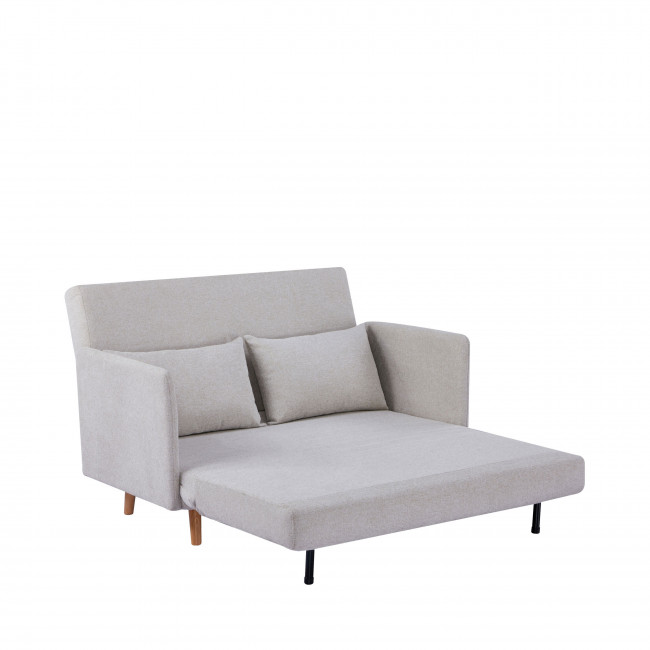 Belushi - Canapé convertible 2 places en tissu pieds bois clair