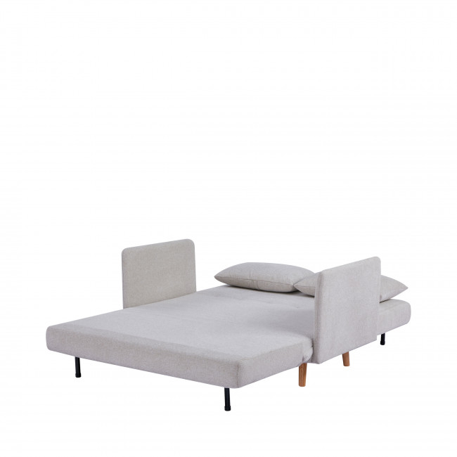 Belushi - Canapé convertible 2 places en tissu pieds bois clair