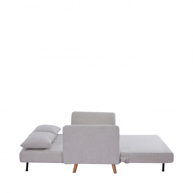 Belushi - Canapé convertible 2 places en tissu pieds bois clair