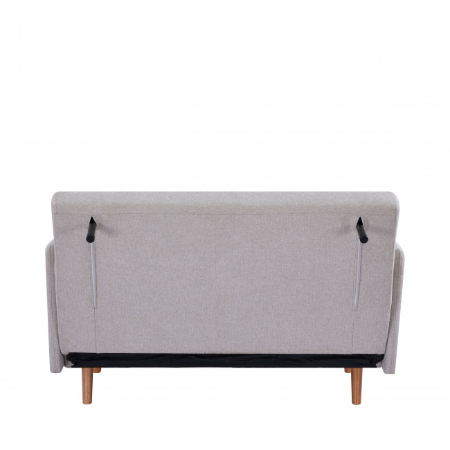 Belushi - Canapé convertible 2 places en tissu pieds bois clair