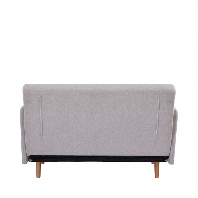 Belushi - Canapé convertible 2 places en tissu pieds bois clair