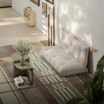 Hooked - Canapé convertible 2,5 places en lin et bois avec accroches murales