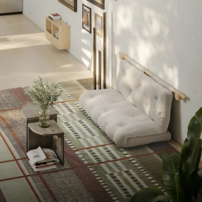 Hooked - Canapé convertible 2,5 places en lin et bois avec accroches murales