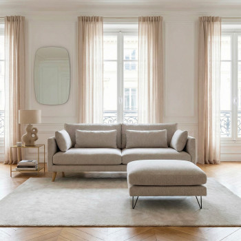 Villabon - Pouf en tissu pieds épingles noirs 