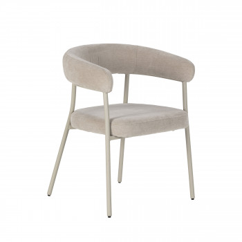 Lora - Lot de 2 fauteuils de table en tissu et métal