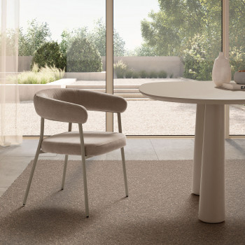 Lora - Lot de 2 fauteuils de table en tissu et métal