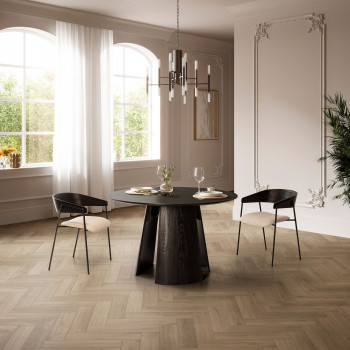 Opna - Lot de 2 fauteuils de table en tissu, bois et métal