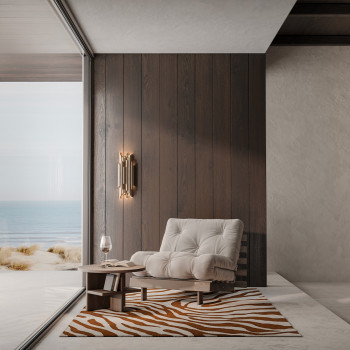 Roots - Fauteuil convertible 90x200 cm en bois naturel et tissu