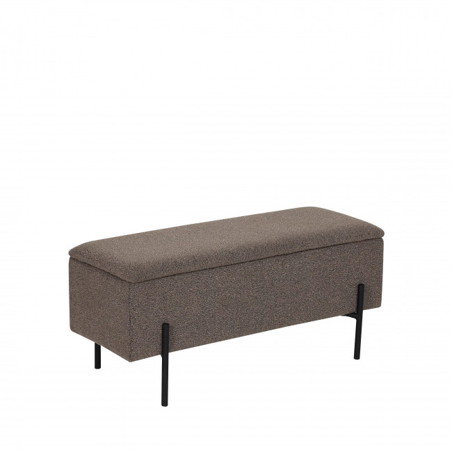 Watford - Banc coffre en tissu bouclette et métal L95cm