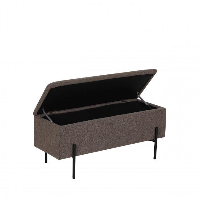 Watford - Banc coffre en tissu bouclette et métal L95cm