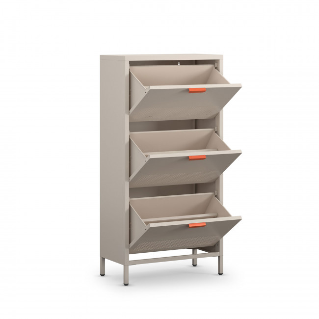 Adel - Meuble à chaussures 3 portes en métal H120cm