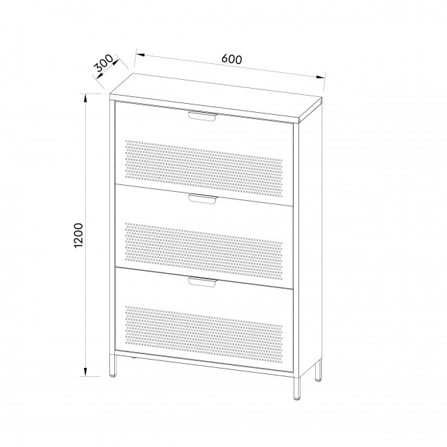 Adel - Meuble à chaussures 3 portes en métal H120cm