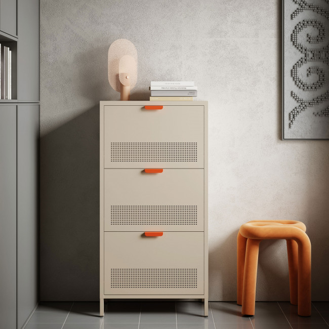 Adel - Meuble à chaussures 3 portes en métal H120cm