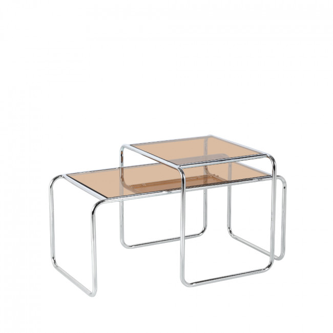 Rika - Table basse en verre pieds chrome