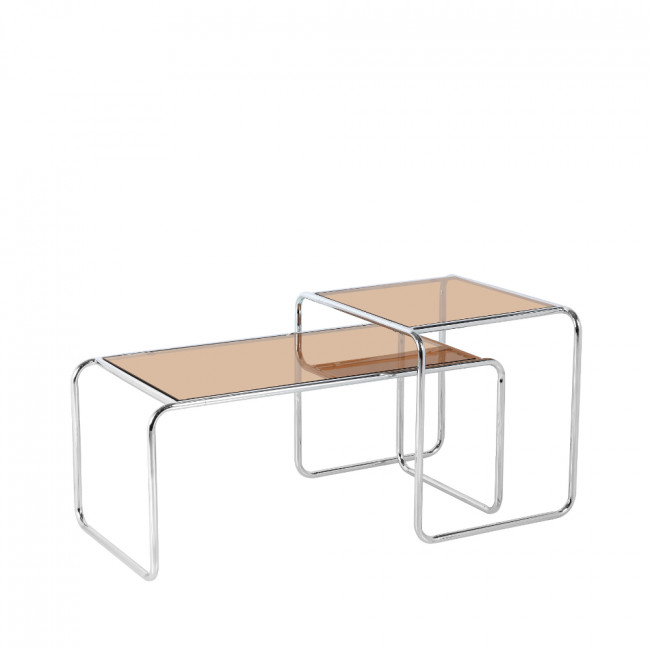 Rika - Table basse en verre pieds chrome