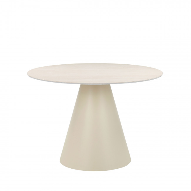 Chiba - Table à manger 4 personnes ronde effet travertin