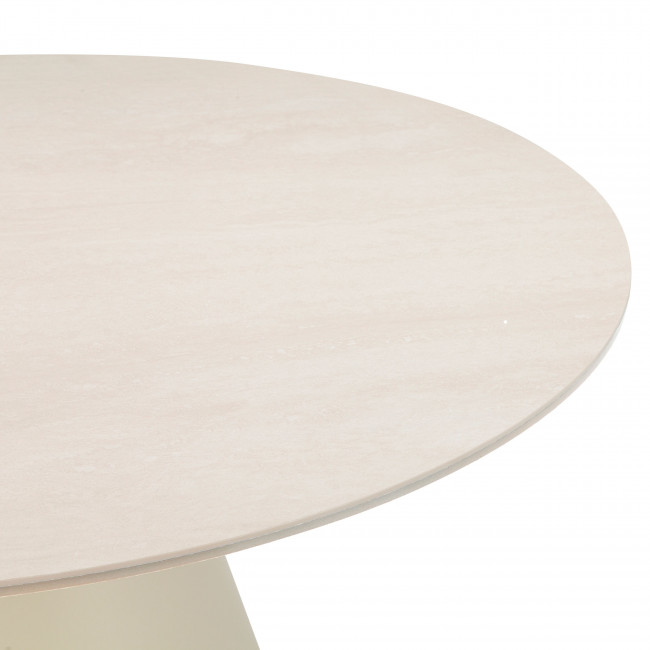 Chiba - Table à manger 4 personnes ronde effet travertin