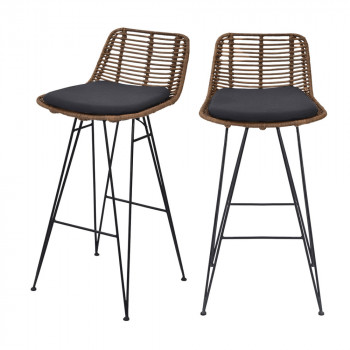 Capurgana - Lot de 2 chaises de bar design en rotin H67cm