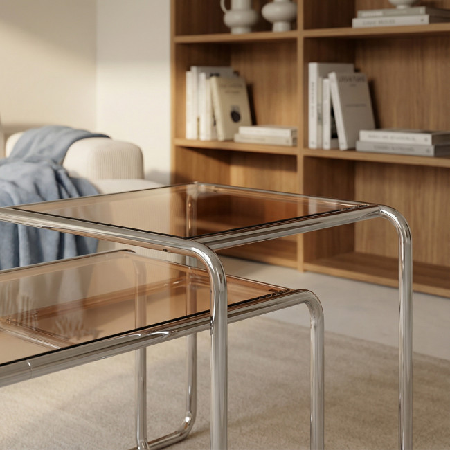 Rika - Table basse en verre pieds chrome