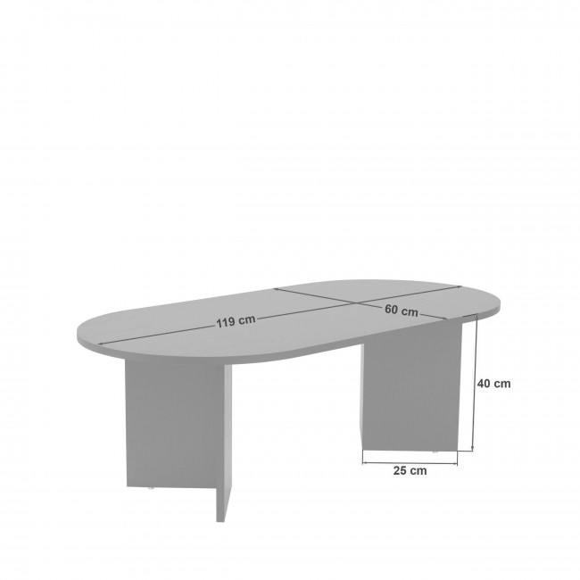 Sam - Table basse ovale en bois et effet travertin