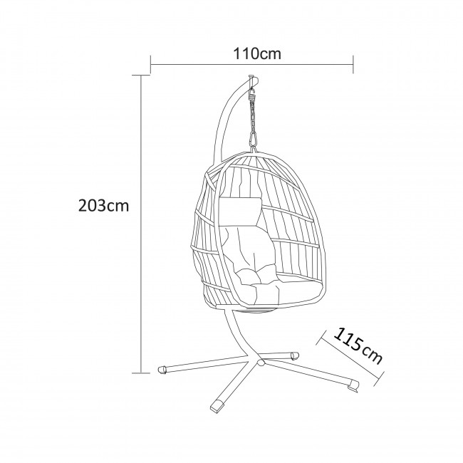 Sully - Fauteuil suspendu de jardin en corde et acier
