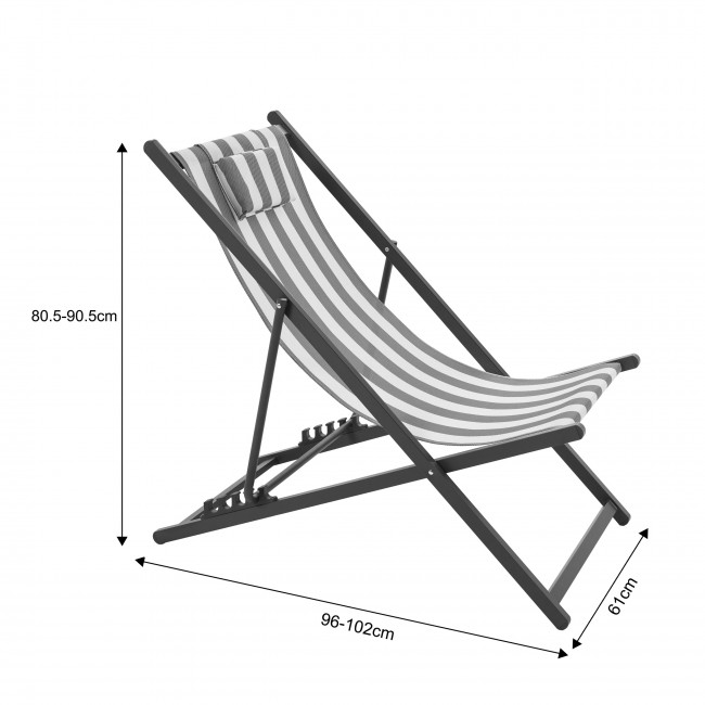Brisa - Lot de 2 chiliennes à rayures et aluminium