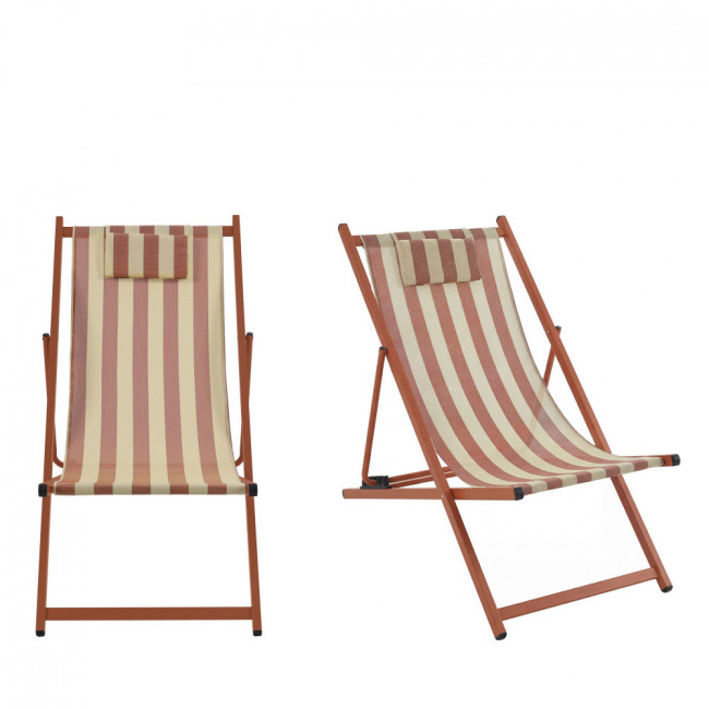 Brisa - Lot de 2 chiliennes à rayures et aluminium