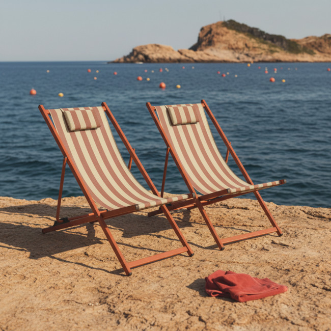 Brisa - Lot de 2 chiliennes à rayures et aluminium